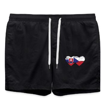 Slovaquie République tchèque Drapeau Coeur utilisé - Short de bain - noir - Devant - AI Model Male 185 light (185cm)