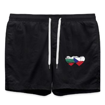 Bulgarien Tschechien Flagge Herz used - Badeshorts - Schwarz - Vorne - AI Model Male 185 light (185cm)
