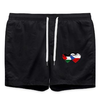 Palestine, République tchèque, drapeau coeur utilisé - Short de bain - noir - Devant - AI Model Male 185 light (185cm)