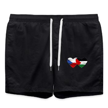 République tchèque Palestine drapeau coeur utilisé - Short de bain - noir - Devant - AI Model Male 185 light (185cm)