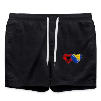 Albanien Bosnien Flagge Herz - Badeshorts - Schwarz - Vorne - AI Model Male 185 light (185cm)