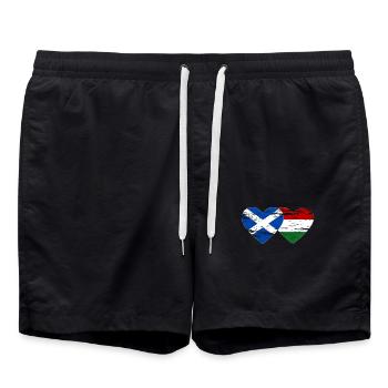 Drapeau de l’Écosse et de la Hongrie coeur utilisé - Short de bain - noir - Devant - AI Model Male 185 light (185cm)