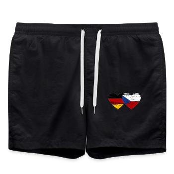 Deutschland Tschechien Flagge Herz Flagge used - Badeshorts - Schwarz - Vorne - AI Model Male 185 light (185cm)