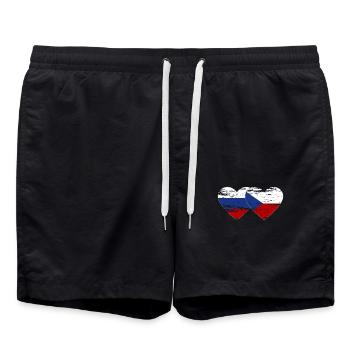 Russie République tchèque Drapeau coeur Drapeau utilisé - Short de bain - noir - Devant - AI Model Male 185 light (185cm)