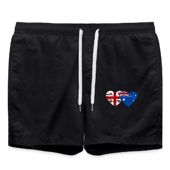 Georgien Australien Flagge Herz Flagge used - Badeshorts - Schwarz - Vorne - AI Model Male 185 light (185cm)