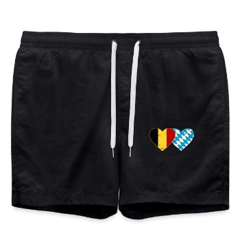Belgium Bavaria flag heart used - Swim Trunks - black - Front - AI Model Male 185 light (185cm)
