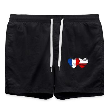 France Pologne Drapeau Coeur utilisé - Short de bain - noir - Devant - AI Model Male 185 light (185cm)