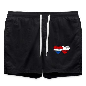 Drapeau de la Hollande Pologne coeur utilisé - Short de bain - noir - Devant - AI Model Male 185 light (185cm)