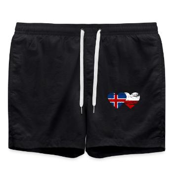 Islande Pologne drapeau coeur utilisé - Short de bain - noir - Devant - AI Model Male 185 light (185cm)