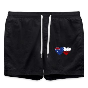 Drapeau de l’Australie Pologne Coeur utilisé - Short de bain - noir - Devant - AI Model Male 185 light (185cm)