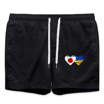 Japon Ukraine drapeau coeur utilisé - Short de bain - noir - Devant - AI Model Male 185 light (185cm)