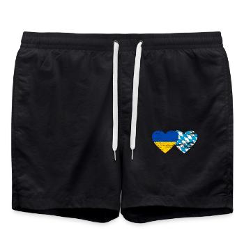 Ukraine Bavière Drapeau Coeur utilisé - Short de bain - noir - Devant - AI Model Male 185 light (185cm)