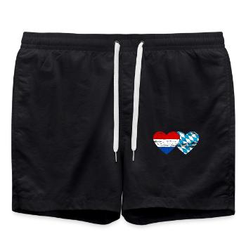 Holland Bayern Flagge Herz used - Badeshorts - Schwarz - Vorne - AI Model Male 185 light (185cm)