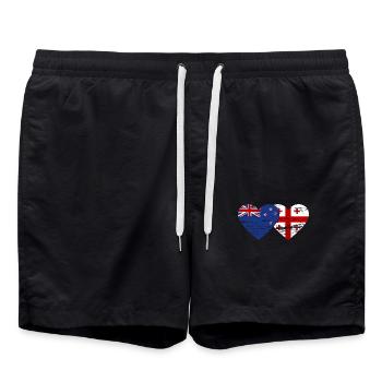 Nouvelle-Zélande Géorgie drapeau coeur utilisé - Short de bain - noir - Devant - AI Model Male 185 light (185cm)