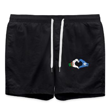 Algeria Somalia Flag Hands Heart Shape Used - Swim Trunks - black - Front - AI Model Male 185 light (185cm)