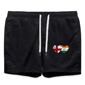 Drapeau de l’Angleterre et de l’Inde utilisé - Short de bain - noir - Devant - AI Model Male 185 light (185cm)