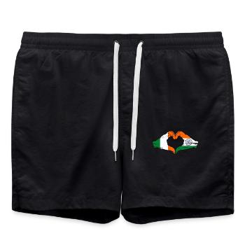 Ireland India Flag Hands Heart Shape Used - Swim Trunks - black - Front - AI Model Male 185 light (185cm)