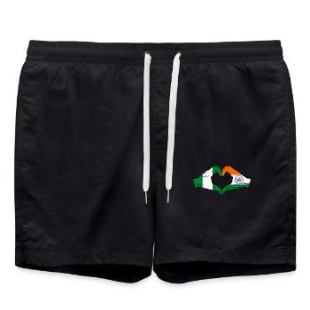 Nigeria India flag hands heart shape used - Swim Trunks - black - Front - AI Model Male 185 light (185cm)