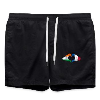 India France Flag Hands Heart Shape Used - Swim Trunks - black - Front - AI Model Male 185 light (185cm)