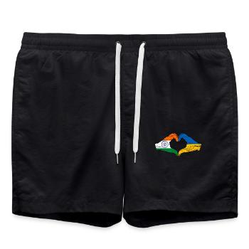 Inde Ukraine drapeau mains forme de coeur utilisé - Short de bain - noir - Devant - AI Model Male 185 light (185cm)