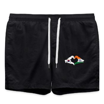 South Korea India flag hands heart shape used - Swim Trunks - black - Front - AI Model Male 185 light (185cm)