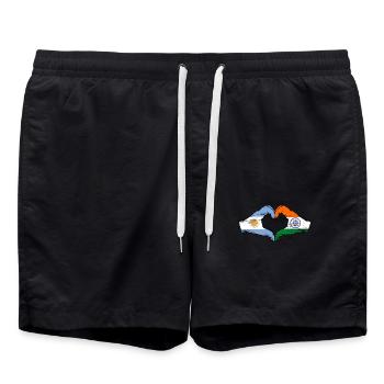 Argentine Inde drapeau mains forme de coeur utilisé - Short de bain - noir - Devant - AI Model Male 185 light (185cm)
