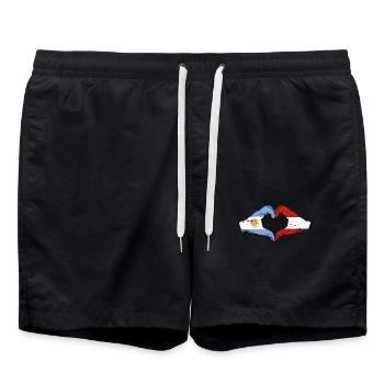 Argentinien Österreich Flagge Hände Herzform used - Badeshorts - Schwarz - Vorne - AI Model Male 185 light (185cm)