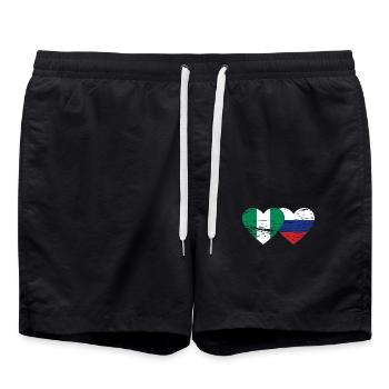 Nigeria Russie Drapeau Coeur Utilisé - Short de bain - noir - Devant - AI Model Male 185 light (185cm)