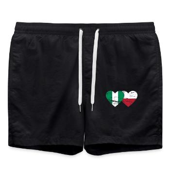 Drapeau du Nigeria Pologne coeur utilisé - Short de bain - noir - Devant - AI Model Male 185 light (185cm)