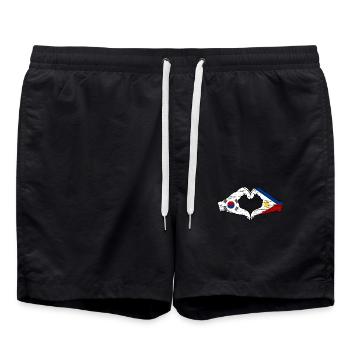 Corée du Sud Philippines Drapeau Mains Coeur Forme Utilisé - Short de bain - noir - Devant - AI Model Male 185 light (185cm)