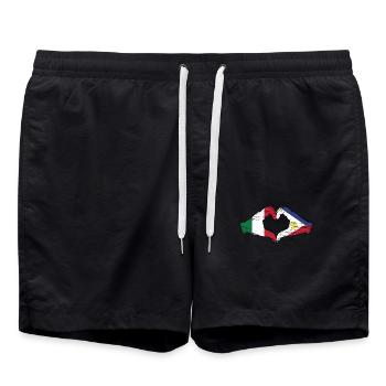 Italien Philippinen Flagge Hände Herzform used - Badeshorts - Schwarz - Vorne - AI Model Male 185 light (185cm)
