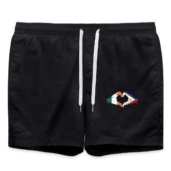 Irlande Philippines drapeau mains forme de coeur utilisé - Short de bain - noir - Devant - AI Model Male 185 light (185cm)