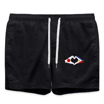 Japan Philippinen Flagge Hände Herzform used - Badeshorts - Schwarz - Vorne - AI Model Male 185 light (185cm)