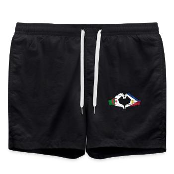 Algeria Philippines Flag Hands Heart Shape Used - Swim Trunks - black - Front - AI Model Male 185 light (185cm)