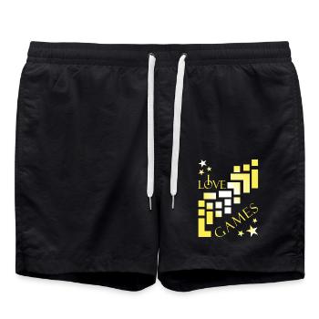 gamer I love games - Badeshorts - Schwarz - Vorne - AI Model Male 185 light (185cm)