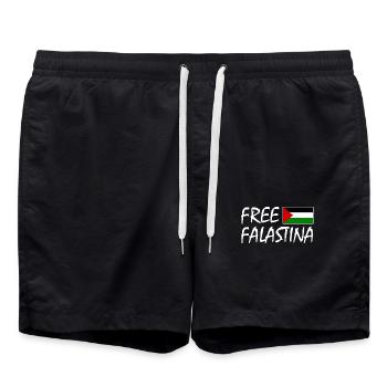 Free palestine - Short de bain - noir - Devant - AI Model Male 185 light (185cm)
