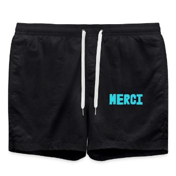 VIELEN DANK. GELIEBTE. MEISTER. DANKE, HERRIN. MEISTER - Badeshorts - Schwarz - Vorne - AI Model Male 185 light (185cm)