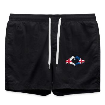 England Iceland flag hands heart shape used - Swim Trunks - black - Front - AI Model Male 185 light (185cm)