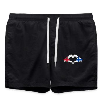 England Finnalnd Flag Hands Heart Shape Used - Swim Trunks - black - Front - AI Model Male 185 light (185cm)