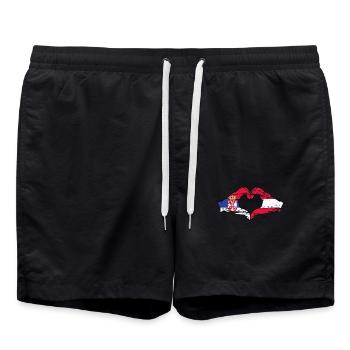 Serbie Autriche Drapeau Mains Coeur Utilisé - Short de bain - noir - Devant - AI Model Male 185 light (185cm)