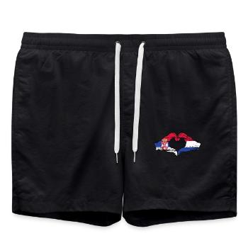 Serbie Hollande Drapeau Mains Coeur Utilisé - Short de bain - noir - Devant - AI Model Male 185 light (185cm)