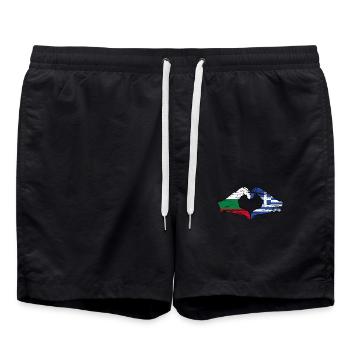 Bulgarien Griechenland Flagge Hände Herzform used - Badeshorts - Schwarz - Vorne - AI Model Male 185 light (185cm)