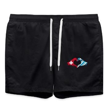 Suisse Bavière Drapeau Mains Coeur Forme Coeur Utilisé - Short de bain - noir - Devant - AI Model Male 185 light (185cm)