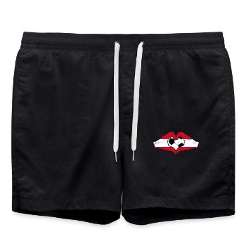 Autriche Football Drapeau Mains Coeur Forme Utilisé - Short de bain - noir - Devant - AI Model Male 185 light (185cm)