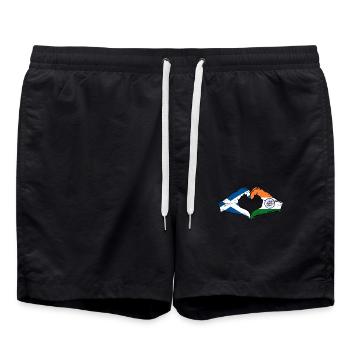 Schottland Indien Hände Herzform used - Badeshorts - Schwarz - Vorne - AI Model Male 185 light (185cm)