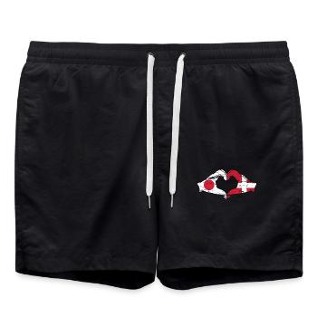 Japon Danemark mains forme de coeur utilisé - Short de bain - noir - Devant - AI Model Male 185 light (185cm)