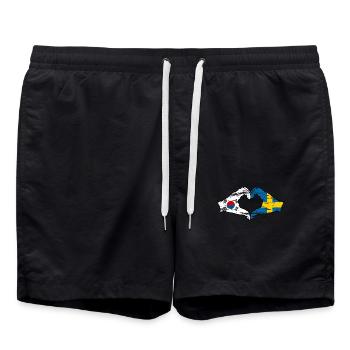 Südkorea Schweden Hände Herzform used - Badeshorts - Schwarz - Vorne - AI Model Male 185 light (185cm)