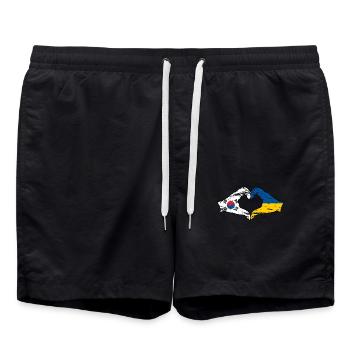 Corée du Sud Ukraine Mains Coeur Forme Utilisé - Short de bain - noir - Devant - AI Model Male 185 light (185cm)
