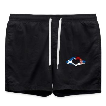 Scotland Serbia flag heart shape used - Swim Trunks - black - Front - AI Model Male 185 light (185cm)