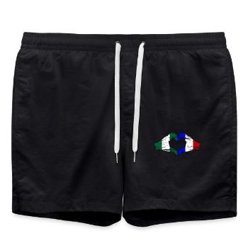 Nigeria France Drapeau Coeur Utilisé - Short de bain - noir - Devant - AI Model Male 185 light (185cm)